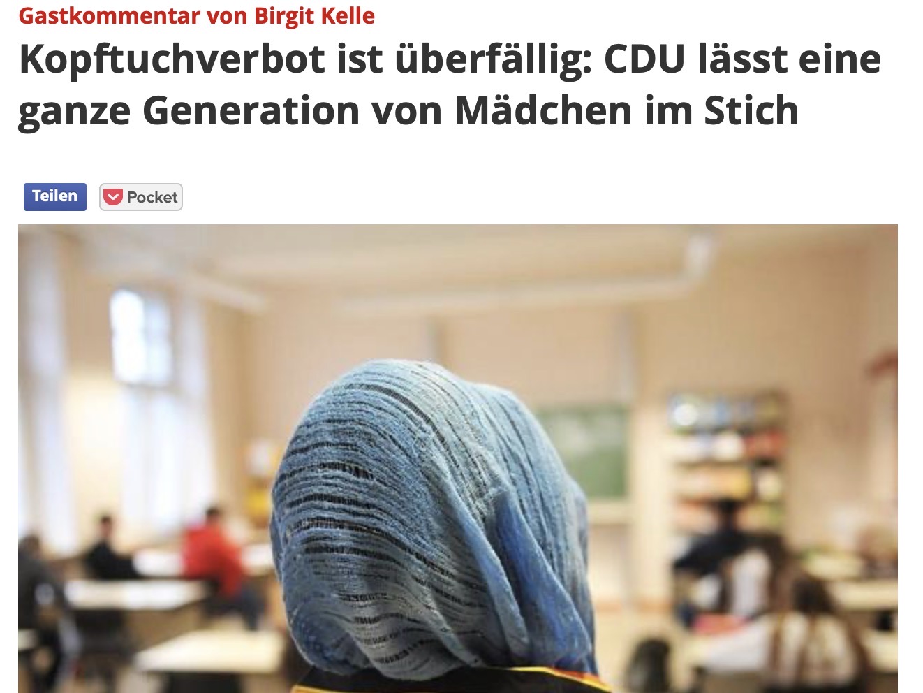 Das Kopftuchverbot ist überfällig!